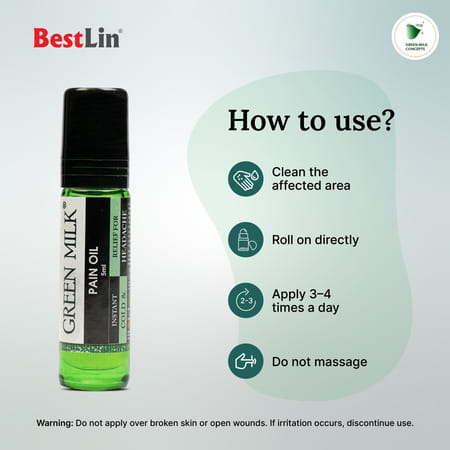 Green Milk Pain Oil - Ayurvedic Pain Relief Oil For Joint & Muscle Pain | 5 Ml X 6