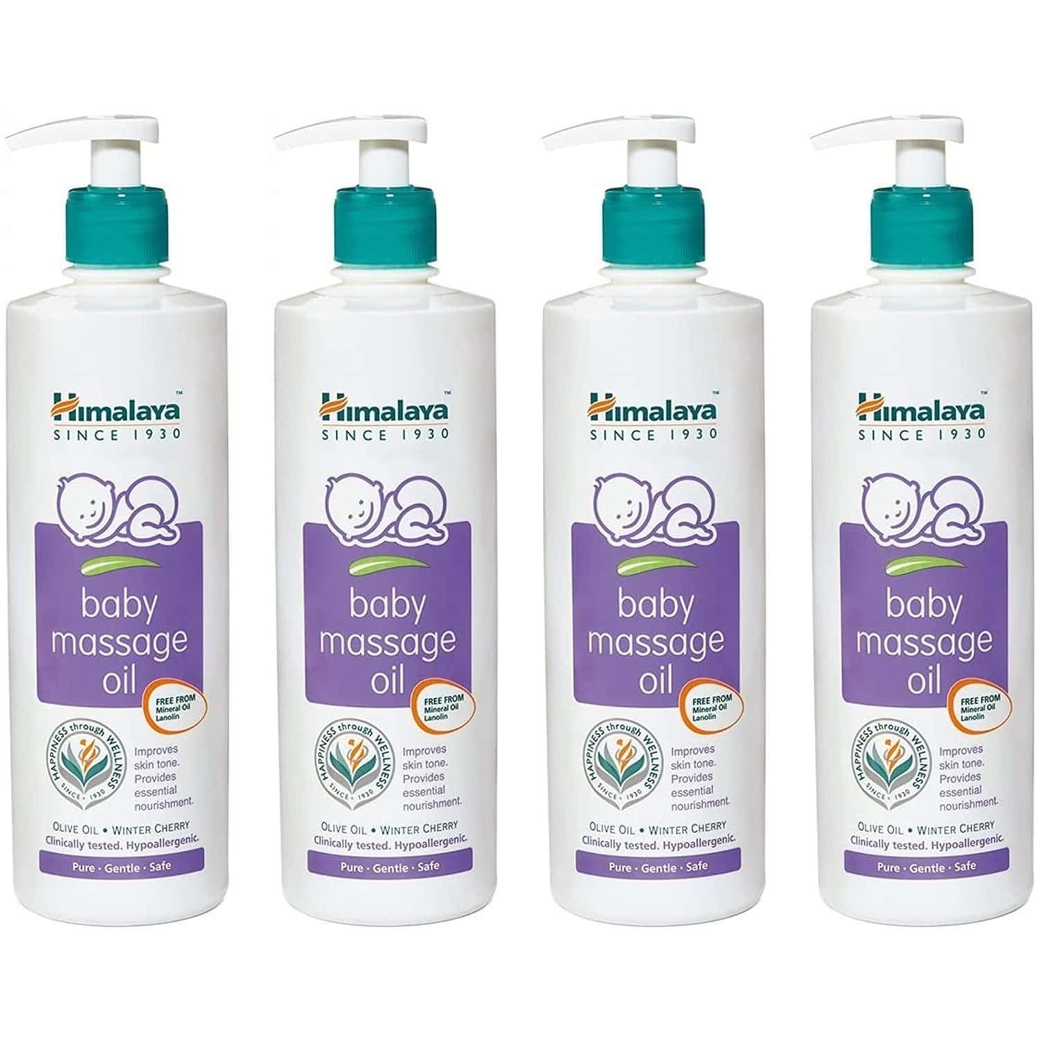 Himalaya Face Body Oil Baby Massage Oil For All Skin Types (500 Ml) X Pack Of 4 (2000 Ml)