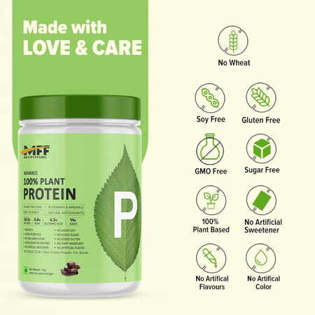 Myfitfuel Advance 100% Plant Protein (4 Proteins, 16 Vitamins Mineral), 1 Kg, Rich Chocolate Delight