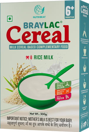 Braylac Cereal Rice Milk | 300 G | Bag In Box | For 6 To 24 Months Baby