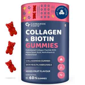 Carbamide Forte Collagen Supplements | Collagen Gummies - Mixed Fruit Flavour - 60 Gummy