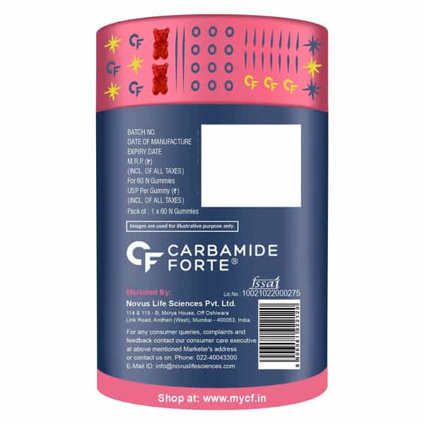 Carbamide Forte Collagen Supplements | Collagen Gummies - Mixed Fruit Flavour - 60 Gummy