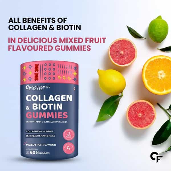 Carbamide Forte Collagen Supplements | Collagen Gummies - Mixed Fruit Flavour - 60 Gummy