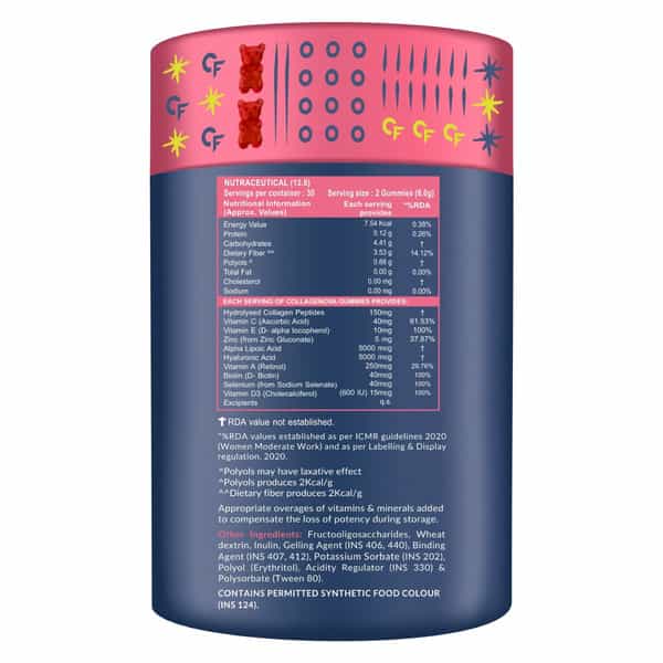 Carbamide Forte Collagen Supplements | Collagen Gummies - Mixed Fruit Flavour - 60 Gummy