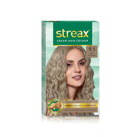 Streax Cream Hair Color For Unisex | 120 Ml - 9.1 Rich Platinum (Pack Of 1)
