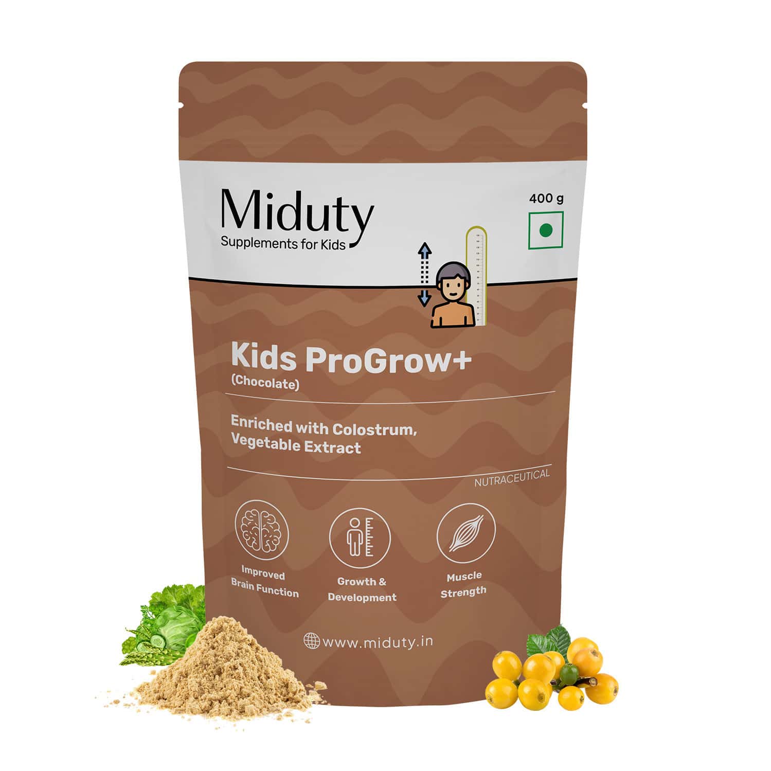 Miduty Kids Progrow+ Chocolate Nutrition Shake | Growth | Energy | Brain & Immunity | 400g
