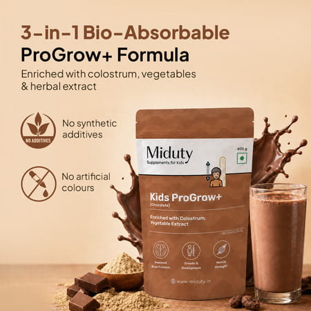 Miduty Kids Progrow+ Chocolate Nutrition Shake | Growth | Energy | Brain & Immunity | 400G