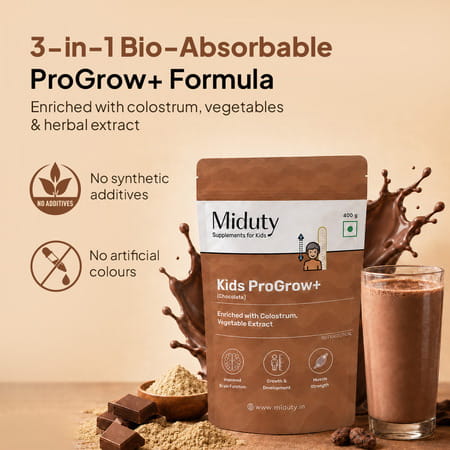 Miduty Kids Progrow+ Chocolate Nutrition Shake | Growth | Energy | Brain & Immunity | 400G