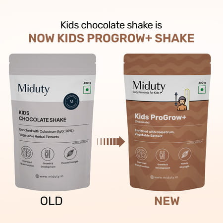 Miduty Kids Progrow+ Chocolate Nutrition Shake | Growth | Energy | Brain & Immunity | 400G