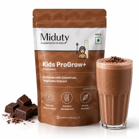 Miduty Kids Progrow+ Chocolate Nutrition Shake | Growth | Energy | Brain & Immunity | 400G