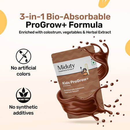 Miduty Kids Progrow+ Chocolate Nutrition Shake | Growth | Energy | Brain & Immunity | 400g