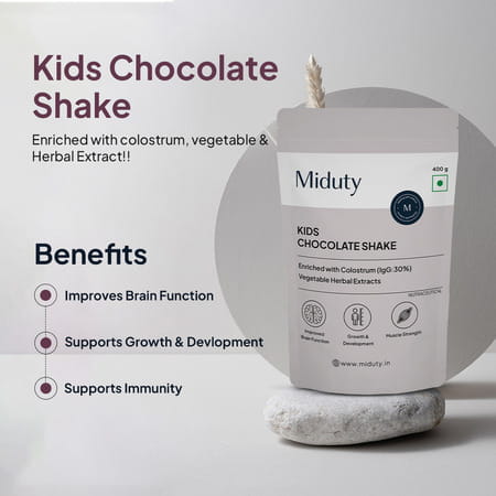 Miduty Kids Chocolate Shake - Protein + Multivitamins - Growth & Immunity - Chocolate Flavour - 400g