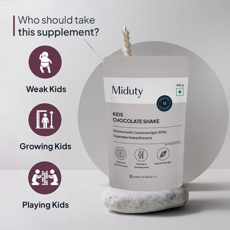 Miduty Kids Chocolate Shake - Protein + Multivitamins - Growth & Immunity - Chocolate Flavour - 400g