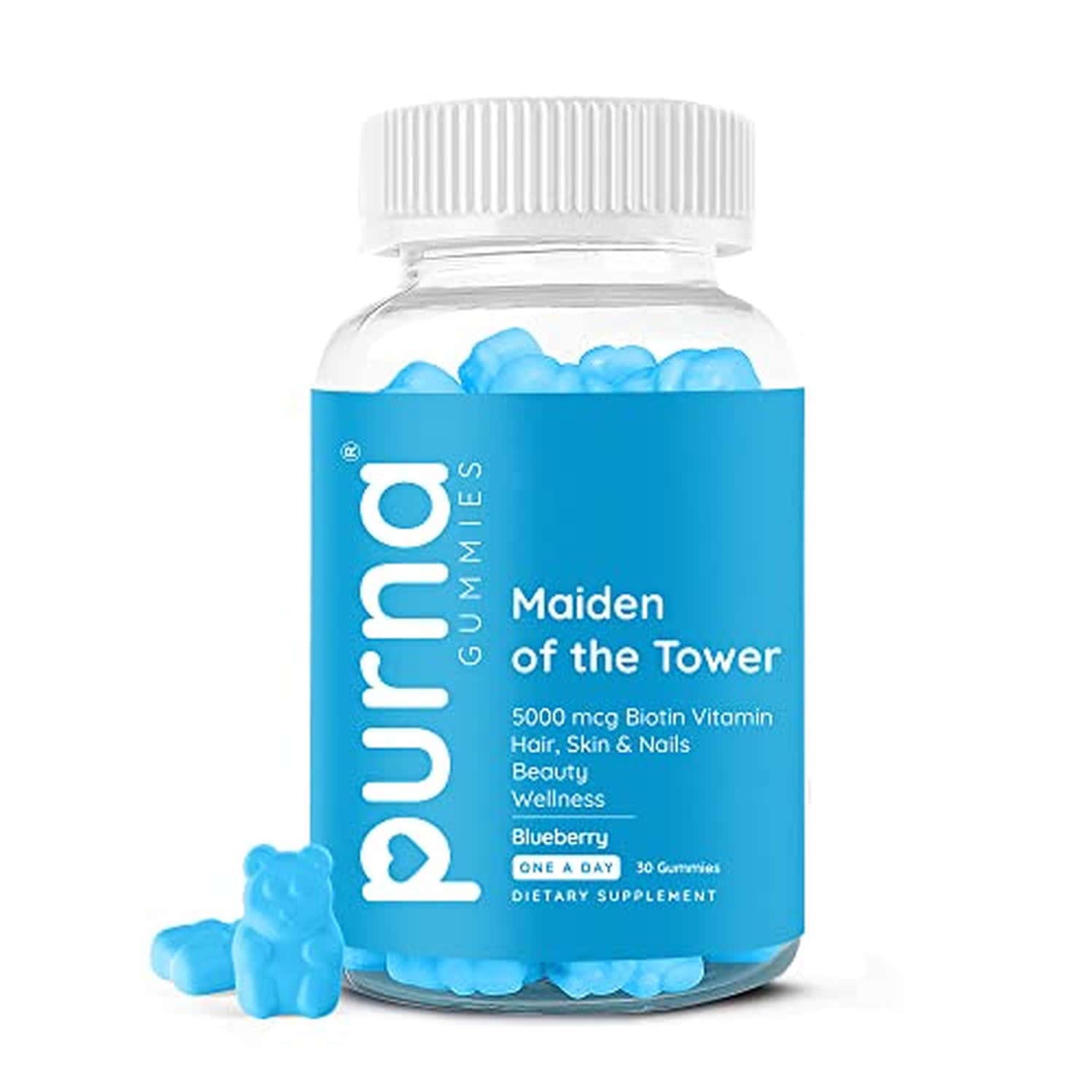 Gummies Purna Biotin Gummies For Healthy Hair | Glowing Skin & Nails (Blueberry | Sugar)