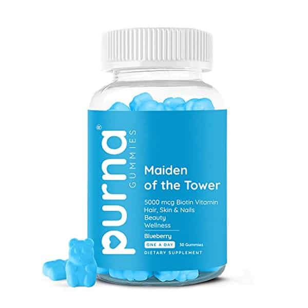 Gummies Purna Biotin Gummies For Healthy Hair | Glowing Skin & Nails (Blueberry | Sugar)