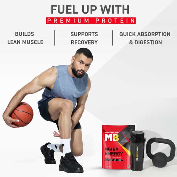 Muscleblaze Whey Energy (Chocolate | 1Kg) | 24G Protein With Shaker | 650Ml (Combo Pack)