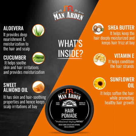 Man Arden Hair Pomade Professional Styling For Gloss Finish Medium To High Hold Easy Wash Off 50gm