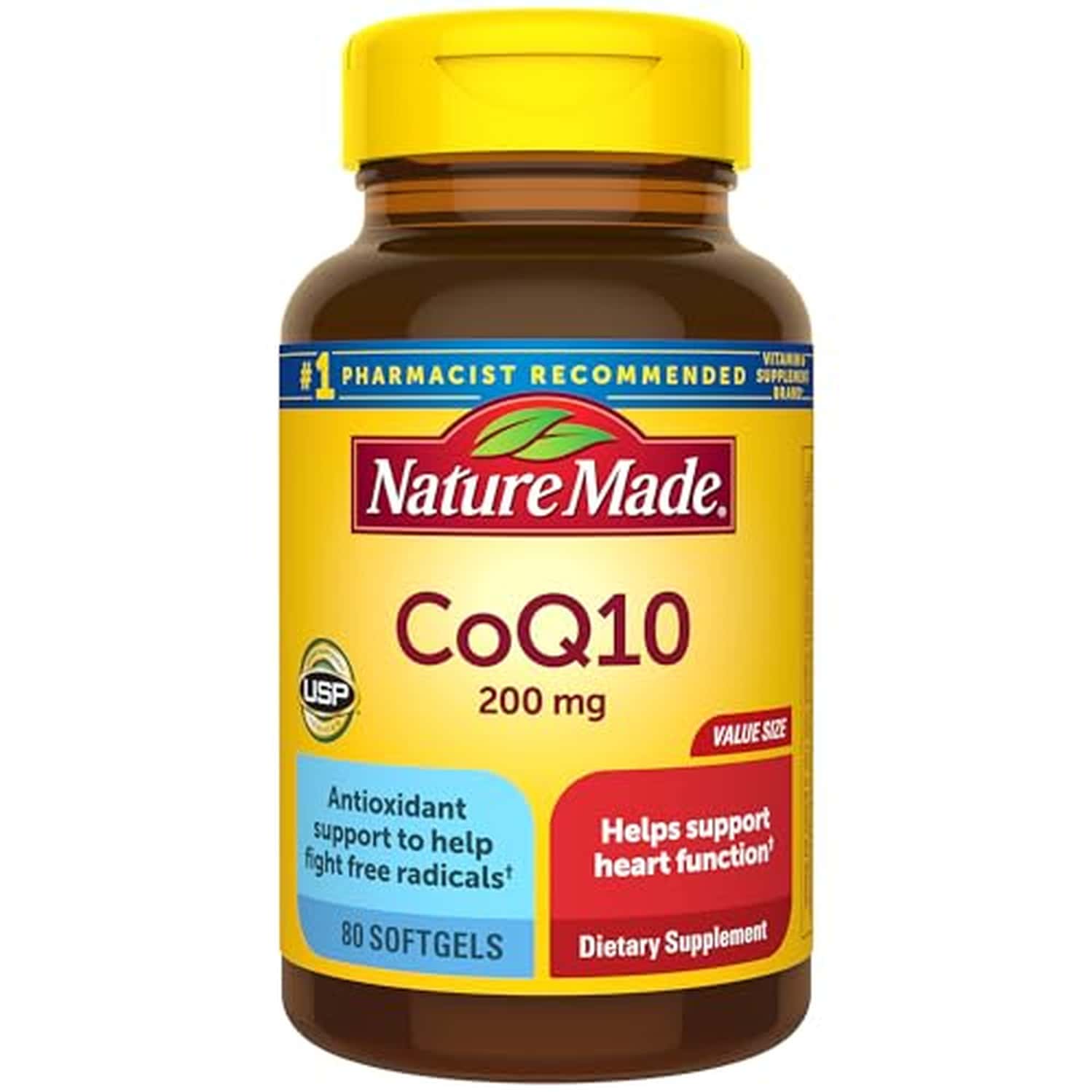 Nature Made Coq10 200mg | Dietary Supplement For Heart Health Support | 80 Softgels | 80 Day Supply