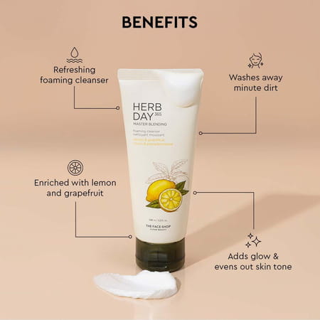 The Face Shop Herbday 365 Masterblending Foaming Cleanser Lemon - 100Ml