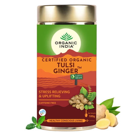 Organic India Tulsi Ginger Tea Tin 100 Gm