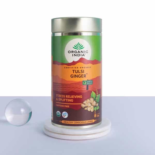 Organic India Tulsi Ginger Tea Tin 100 Gm