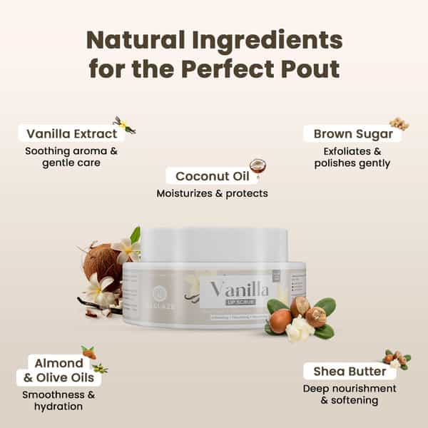 Alglaze Vanilla Lip Scrub | Exfoliates Smoothens | Sugar Crystals Vanilla & Moisturising Blend | 25G