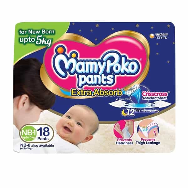 Mamypoko Extra Absorb Pant Style Diapers New Born -18