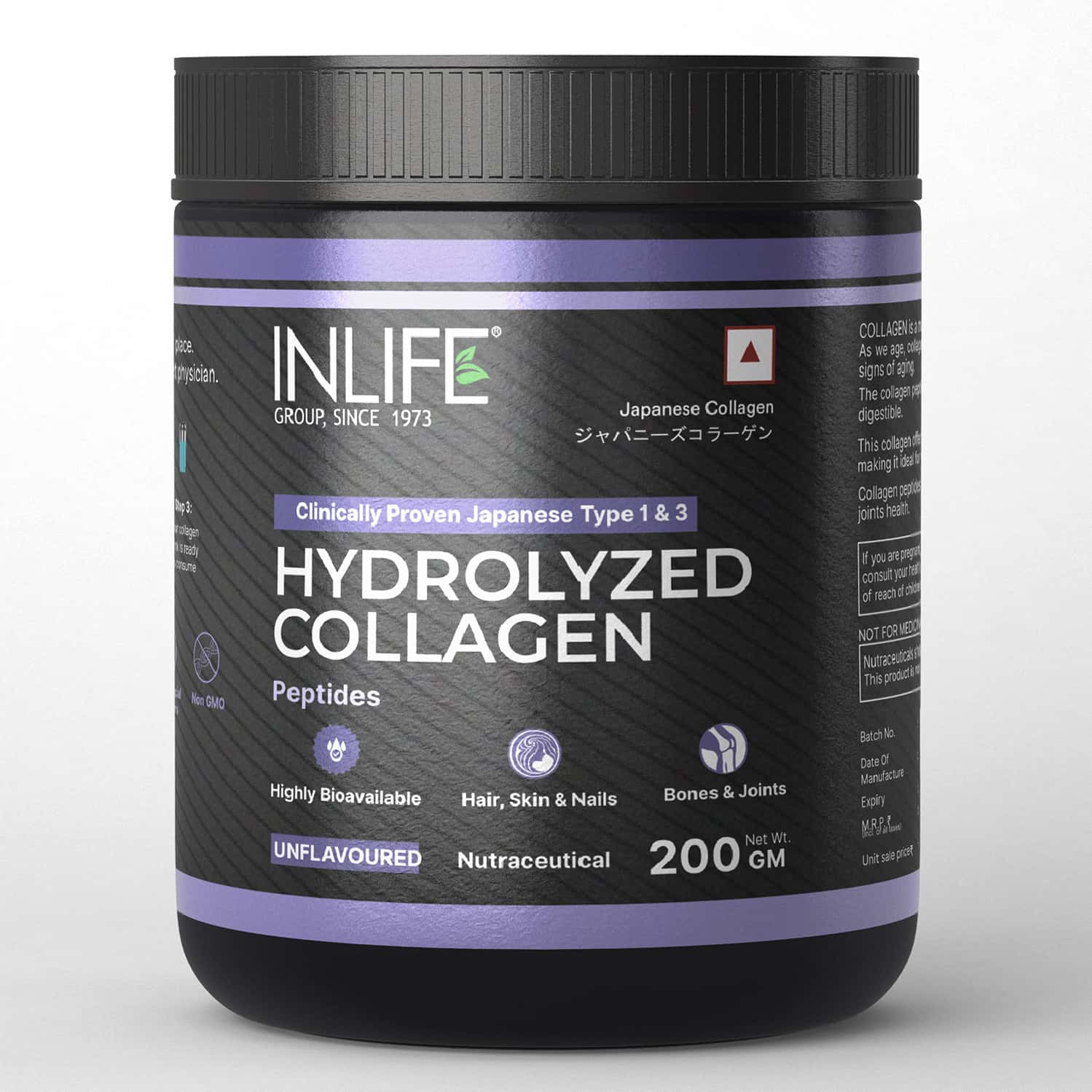 Inlife Hydrolyzed Collagen Peptides Powder Skin Hair Joint Health - 200g