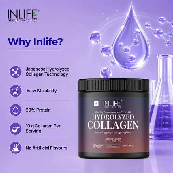 Inlife Hydrolyzed Collagen Peptides Powder Skin Hair Joint Health - 200G