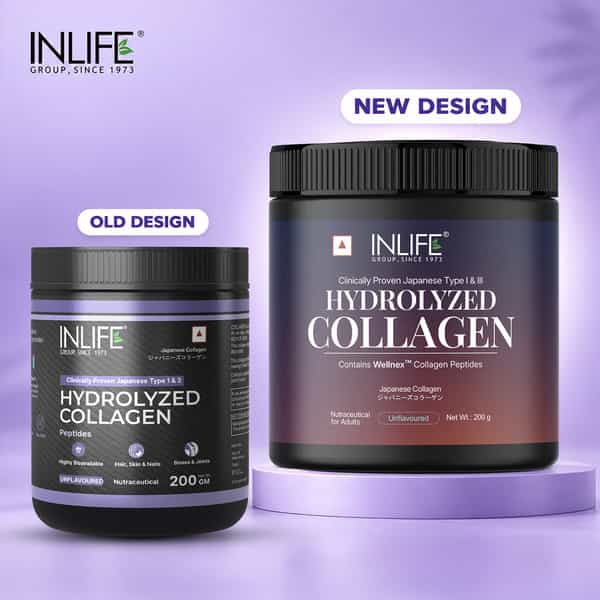 Inlife Hydrolyzed Collagen Peptides Powder Skin Hair Joint Health - 200G