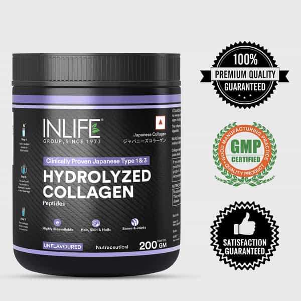 Inlife Japanese Hydrolyzed Collagen | Skin Health | Bone Health For Men & Women (Unflavoured | 200G)