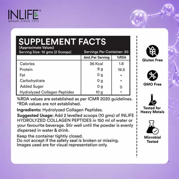 Inlife Japanese Hydrolyzed Collagen | Skin Health | Bone Health For Men & Women (Unflavoured | 200G)
