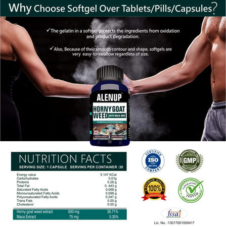 Alvizia Alenup Testosterone Booster | Horny Goat Weed Vitality | Bottle Of 30 Capsules