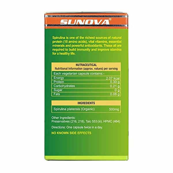 Sunova Organic Spirulina Capsules Nature's Supplement Spirulina 60 Capsules (Pack Of 3)
