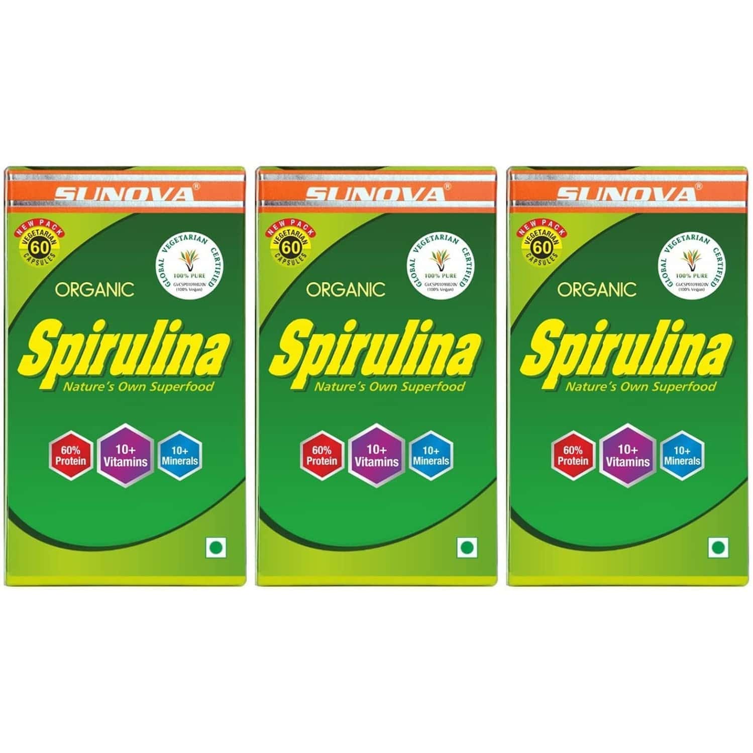 Buy SUNOVA ORGANIC SPIRULINA CAPSULES NATURE'S SUPPLEMENT SPIRULINA 60