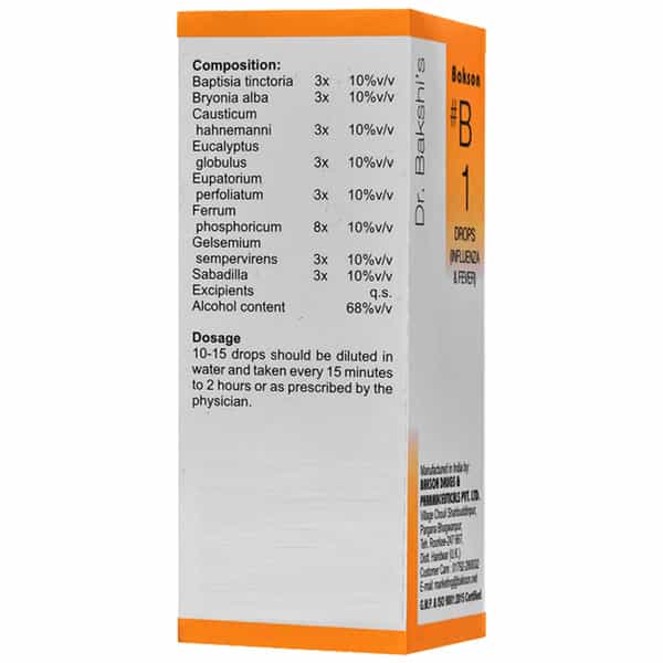 Baksons Homoeopathy B1 Influenza & Fever Drops 30 Ml