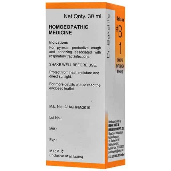 Baksons Homoeopathy B1 Influenza & Fever Drops 30 Ml