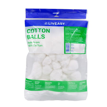 Liveasy Cotton Balls - Pack Of 50 - Soft & White - Made From 100% Cotton
