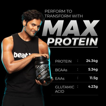 Beatxp Performance Whey Protein 1kg | 24.34g Protein | 5.34g Bcaas | Double Chocolate (30g Serving)