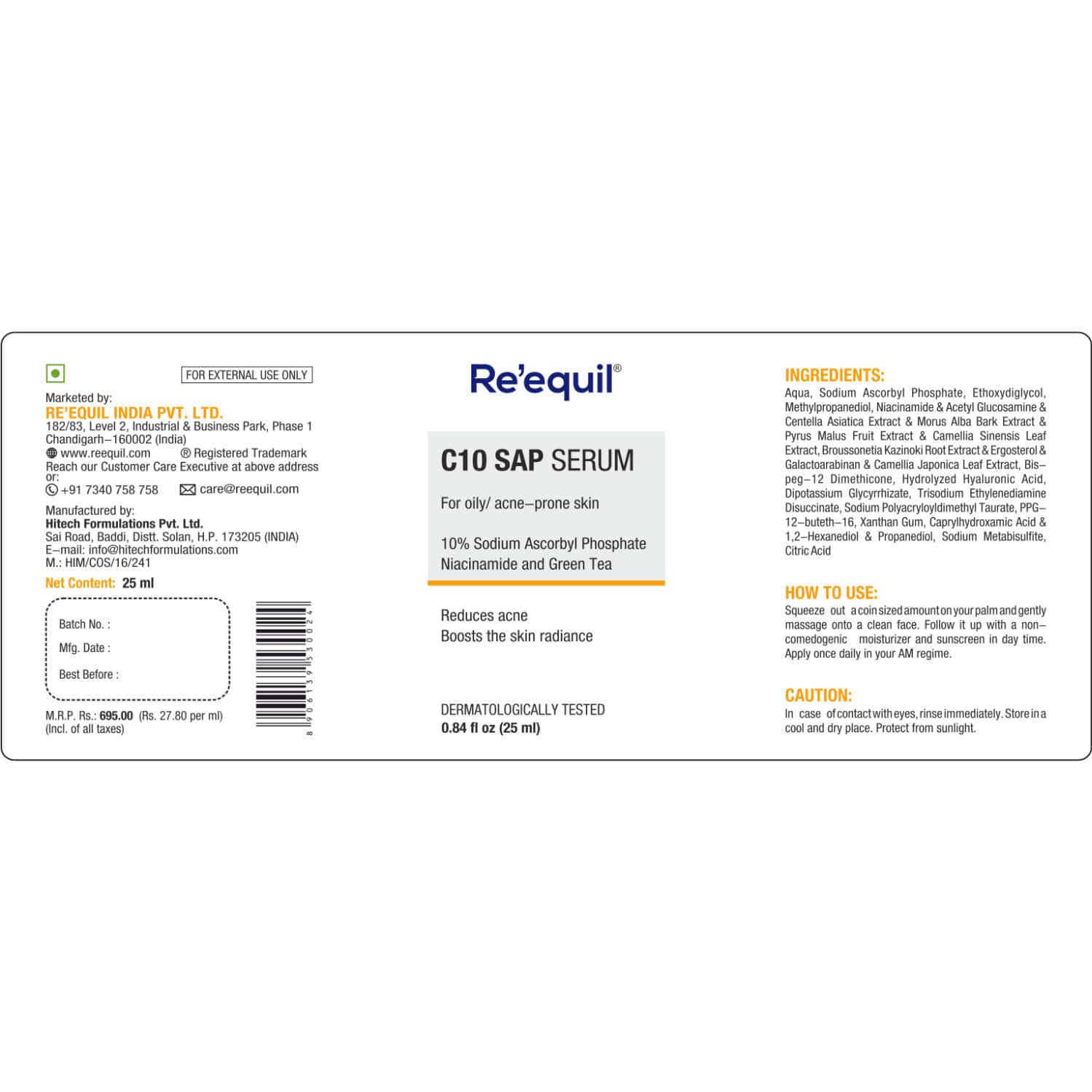 Re'Equil C10 Sap Vitamin C Serum 25ml