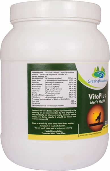Grazing Meadows Vitoplus 900 Capsules | Ayurvedic Herbal Formulation For Men (Pack Of 4)