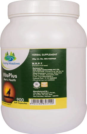 Grazing Meadows Vitoplus 900 Capsules | Ayurvedic Herbal Formulation For Men (Pack Of 4)