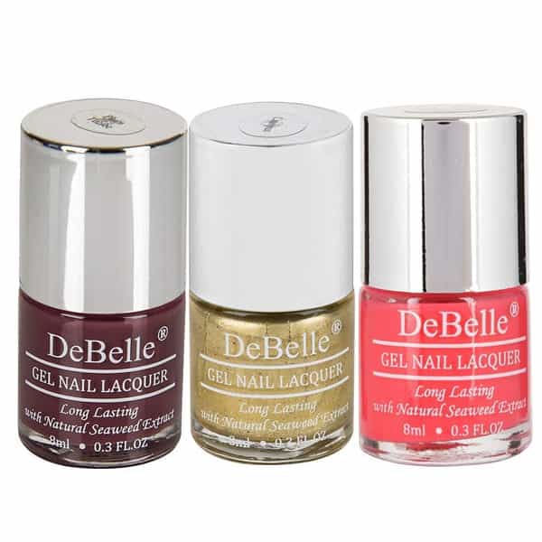 Debelle Gel Nail Polish Combo Set Of 3 Plum Toffee - 24 Ml (8 Ml Each) Rakhi Gifts