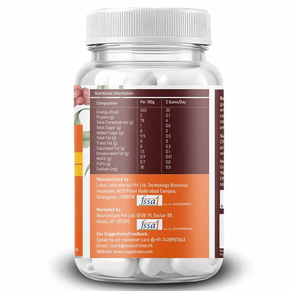 Supplenex Energy Gum | Caffeine | Unisex | Infused With Arabica Coffee | Sugar Free | 30N
