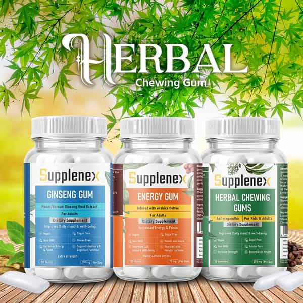 Supplenex Energy Gum | Caffeine | Unisex | Infused With Arabica Coffee | Sugar Free | 30N