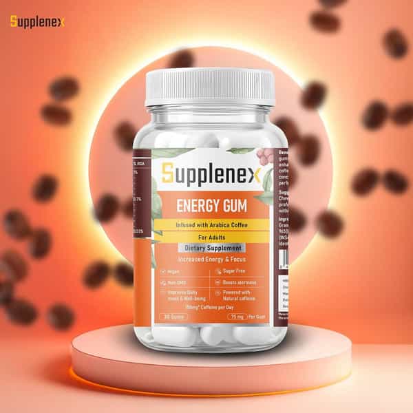 Supplenex Energy Gum | Caffeine | Unisex | Infused With Arabica Coffee | Sugar Free | 30N