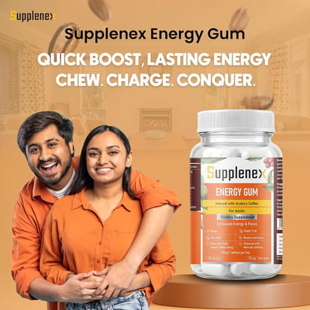 Supplenex Energy Gum | Caffeine | Unisex | Infused With Arabica Coffee | Sugar Free | 30n