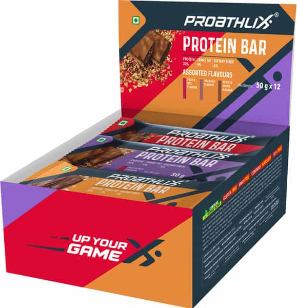 Proathlix Protein Bar Mixed Flavour (Coffee + Fruit & Nut + Hazelnut) (Pack Of 12)