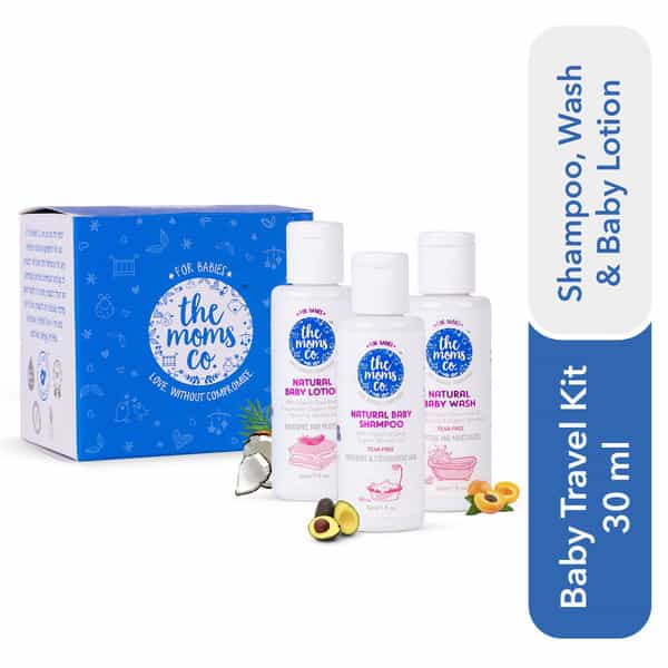 The Moms Co. Travel (Shampoo/ Wash And Lotion -30 Ml Each) Baby Bath Kit Of 90 Ml