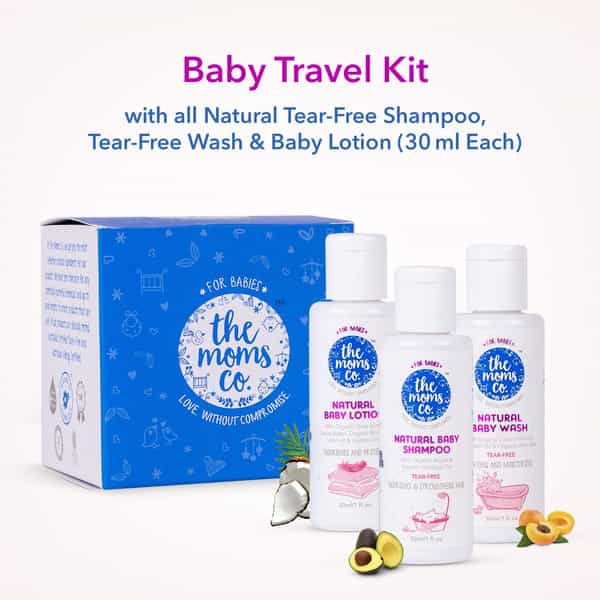 The Moms Co. Travel (Shampoo/ Wash And Lotion -30 Ml Each) Baby Bath Kit Of 90 Ml